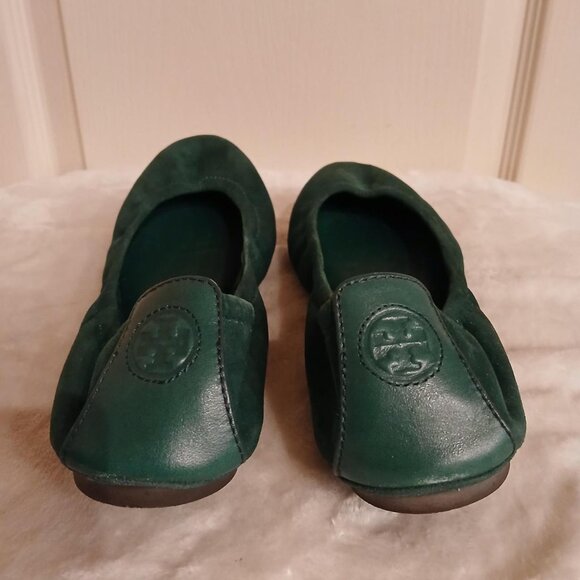 Tory Burch Eddie ballet flats, dark green suede leather size 9 - Picture 5 of 6